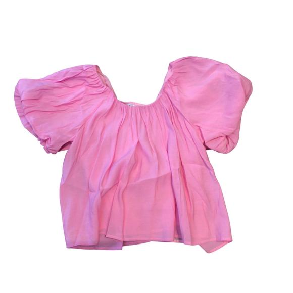 NEW JOY JOY puff sleeve swing top in soft pink - Picture 2 of 2